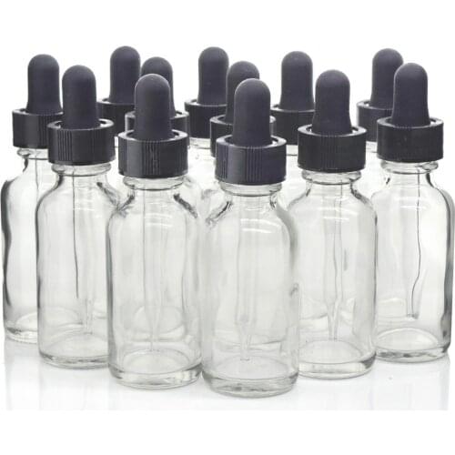 12pcs 1 Oz 30ml Clear Glass Dropper Bottle with glass eye dropper pipettes for essential oils argan e liquid empty refillable