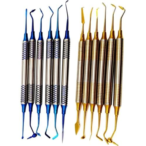 12 Pcs Composite Resin Filling Spatula Titanium Plated Head Resin Filler Set, 6 Pcs Blue & 6 Pcs Yellow