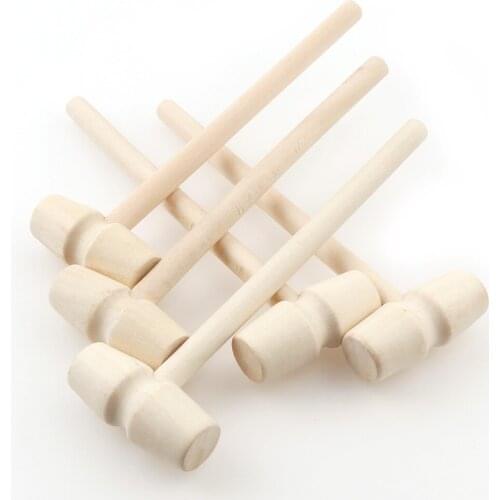 2Pcs/set Round Flatback Wooden Hammer Decorative For Clothing Fabric DIY Handmade Tool Accessories Children Wood Flat Toy Gavel