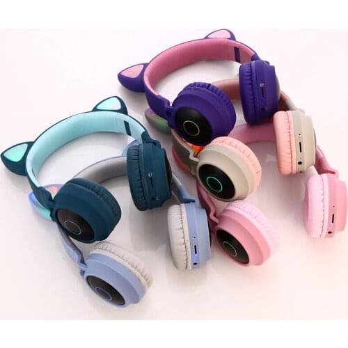 2020 Disney for Headset Bluetooth headset cat ear light cute girls cool plug card wireless sports stereo headset