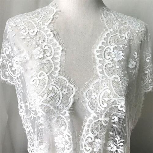 3M/Lot White French Fabric Scallop Chantilly Eyelash Lace Trim Embroidery Flower Soft Tulle Material Sewing Craft