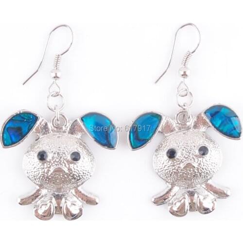 3Pairs Fashion Women Jewelry New Zealand Abalone Shell Rabbit Beads Dangle Earrings TR608