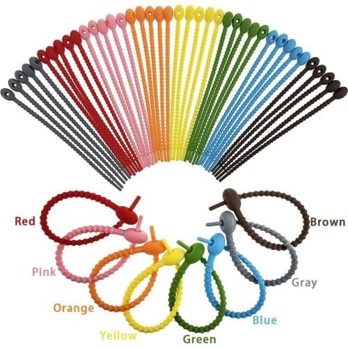 8 Pcs Silicone Cable Ties Assorted Colors Smart Ties Cord Wrap Organizer Rubber Twist Ties Heavy Duty Reusable Zip Ties