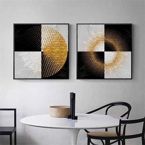 Abstract Gold Geometry Nordic Canvas Painting Picture Home Decor Wall Art Poster Retro Print Living Room Vintage Luxury Picture