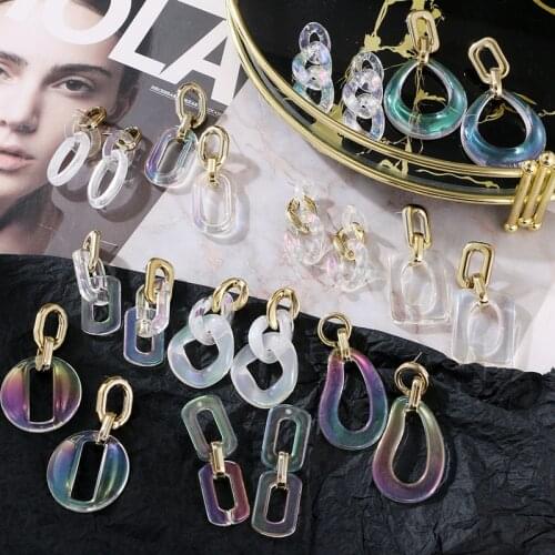 ALIUTOM Transparent Resin Exaggeration Earrings For Women Geometric Statement Bohemian Vintage Accessories Fashion Jewelry 2021