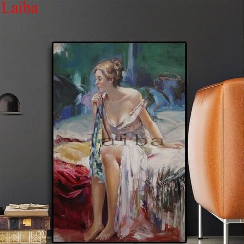 DIY round square diamond Sexy beauty, revival era portrait embroidery pattern cross stitch kits 5d diamond painting rhinestone