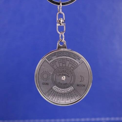 50 Years Perpetual Calendar Keyring Keychain Silver Alloy Key Chain Ring Keyfob