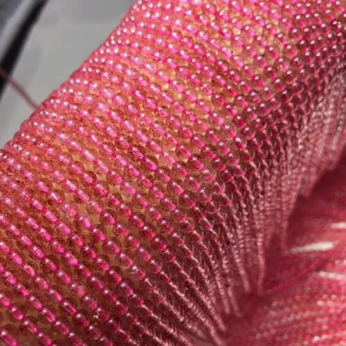 Natural Strawberry Crystal Light Blue Topaz Gemstone Beads 4mm Smooth Round for Silver 925 Jewelry Making DIY Necklace 15inch