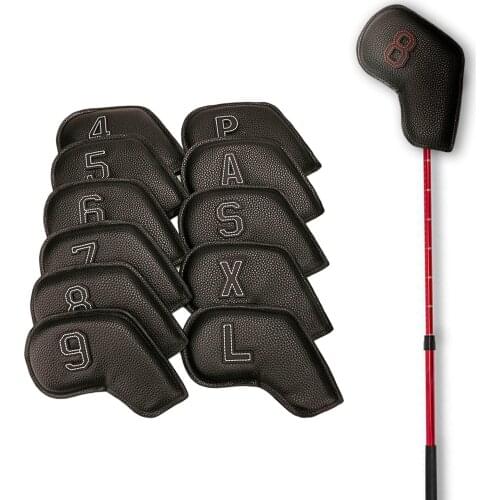 11pcs Golf Club Iron Head Cover Women Men Waterproof Headcover with Double-sided Identification Number White Letter Universal