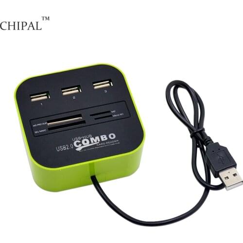 CHIPAL 10pcs Micro USB Hub Combo 2.0 3 Ports Card Reader High Speed Multi USB Splitter All In One for PC Computer Notebook Hubs