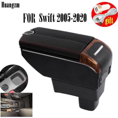 Double doors open 7USB Centre Console Storage Box For Suzuki Swift 2005-2020 Armrest box