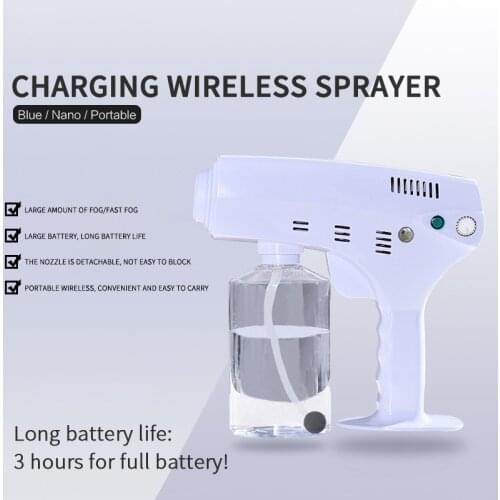 600ML Electric Sanitizer Sprayer Gun Blue Light Nano Steam Atomizing Fogger Disinfection Sprayer USB Rechargeable For Home