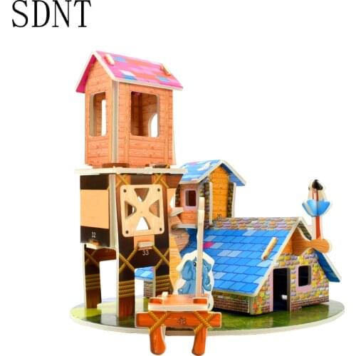Farm House 3D Puzzle Toys Cardboard Building DIY Assembly Paper Model Kits Educational Toy for Children Gift Home Decoration