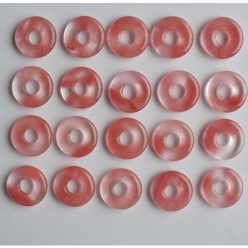 Good quality Watermelon red Stone gogo donut charms pendants beads 18mm for jewelry making Wholesale 20pcs/lot free shipping