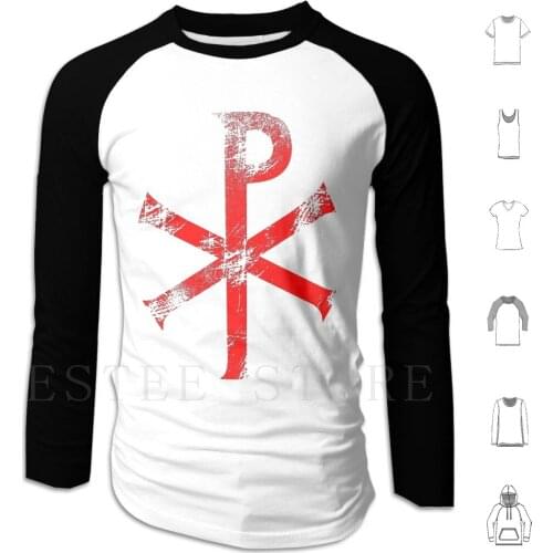 Chi Rho Hoodies Long Sleeve Byzantine Chi Rho Cross Labarum Christogram Jesus Christ Chrismon Christian Symbol