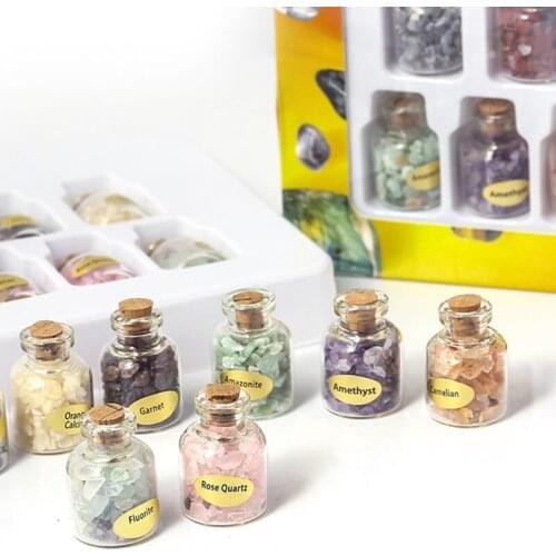 JX-LCLYL 9 Bottles Natural Mini Gemstone Chips Crystal Healing Tumbled Reiki Stones