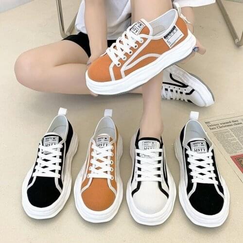 2020 Autumn Women Fashion Sneakers Platform Flat Canvas Shoes Chunky Casual Shoes Tenis Basket Female Vulcanized Shoes Woman New
