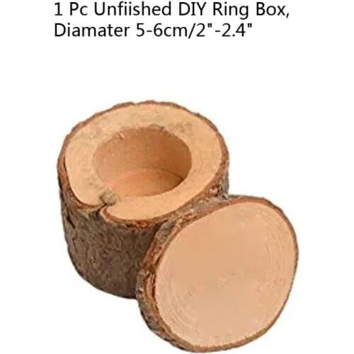 Handmade Blank Wedding Ring Box Natural Wood Jewelry Dispaly Rustic Ring Box U4LF