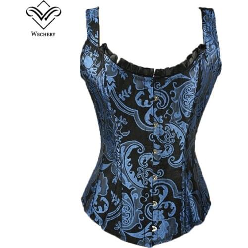 Wechery Corsage Steampunk Corset Sexy Waist trainer and Bustiers Slim Gothic Women Corselet Corset WIth 11 Steel Bone Busiter