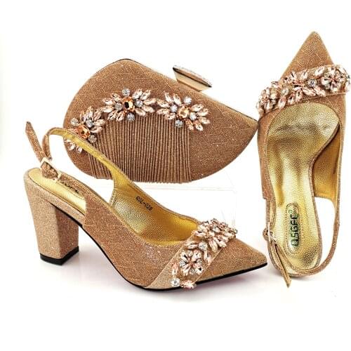 Pleasant Design Yellow Italian Shoes With Matching Bags Most Recent African Rhinestone Womens Party Shoes High heel MM1046
