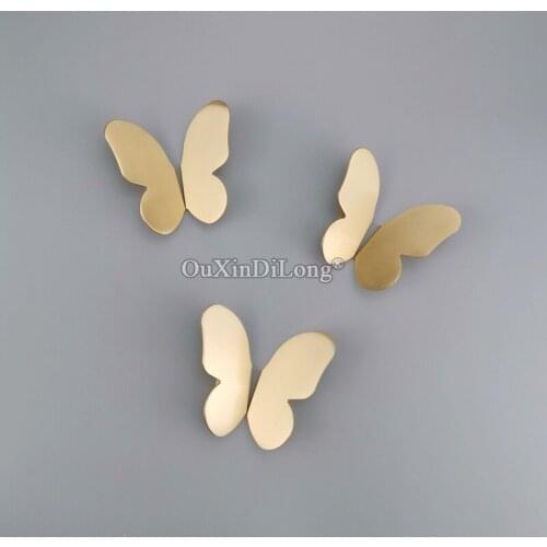 Creative Butterfly Design 10Pairs European Pure Brass Cabinet Pulls Cupboard Wardrobe Drawer Wine Cabinet Handles and Knobs