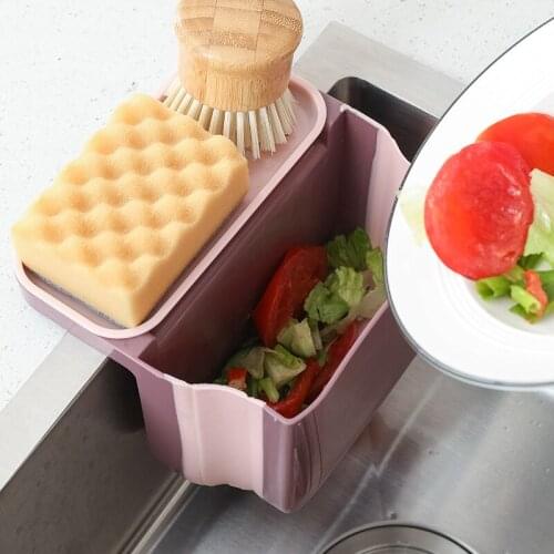 Kitchen Drainer Rack Storage Basket Suction Cup Drain Rack Fruit Vegetable Drain Basket Sponge Storage Rack Kitchen Accessories