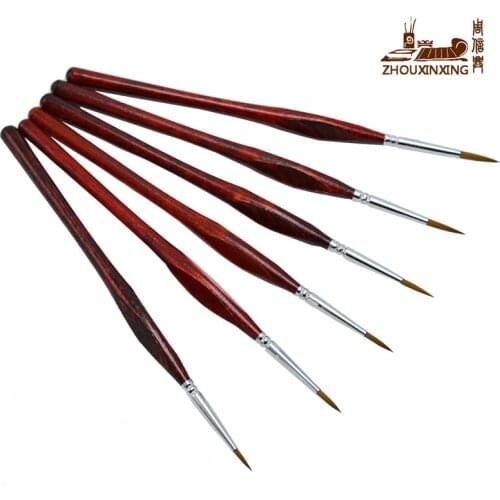 6Pcs/Set Weasel hair Hook Line Pen Fine Watercolor Drawing Art Gouache diamond shape pole Oil Painting Brush Art Supplies
