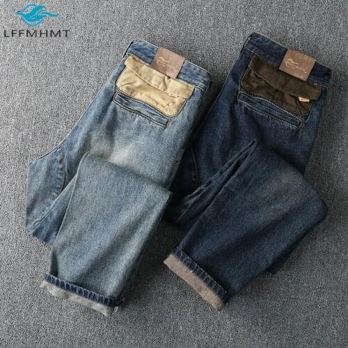 W36 West American Style Autumn Fashion Denim Pant Heavy Weight Vintage Jeans Men High Quality Washed Retro Loose Casual Trouser