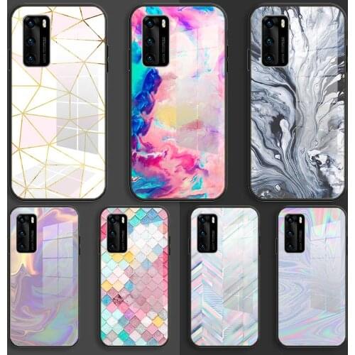 Soft Glass Case For Samsung S20 S11 S10 S9 S8 Plus lite 10e fe TPU Coque Balck Cover Quartz Crystal Rock Pink Purple Aqua space