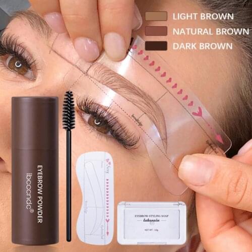 Eyebrow Stamp Shaping Kit Makeup Eyebrow Enhancer Eye Brow Gel Stamp Set With 10 Reusable Eyebrow Stencils Eyebrow Brush TSLM1