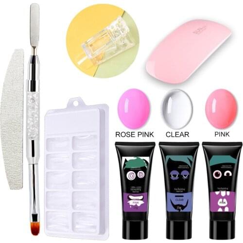 3 Colors/Set Nail Extension Kit Acryl Gel Quick Building With Nail Lamp File 15 ML Nail Gel For Nail Extension Nail Art Manicure