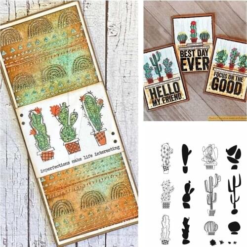 Desert Series Cactus Set Metal Cutting Diary Dies and Stamp Stencils for Scrapbooking Stamps Embossing Mold Diy Paper Cards 2021