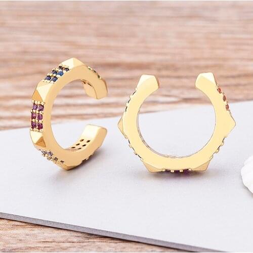 New Trend Gold Color Clip Earrings Copper Cubic Zirconia For Women Without Piercing Crystal Ear Cuff Girls Bohemian Jewelry