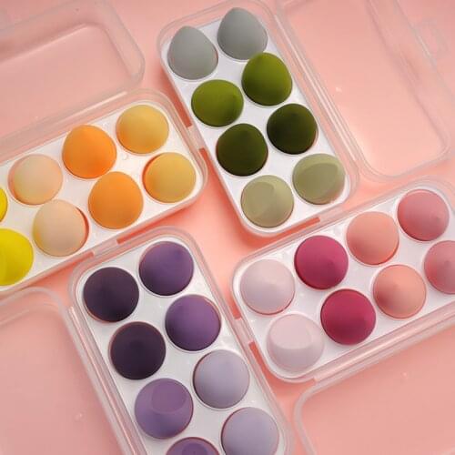 2021 New 4/8 Pcs Beauty Egg With Storage Box Set Tools For Wet And Dry Use Cushion Gourd Makeup Puff Cosmestic Sponge Colorful