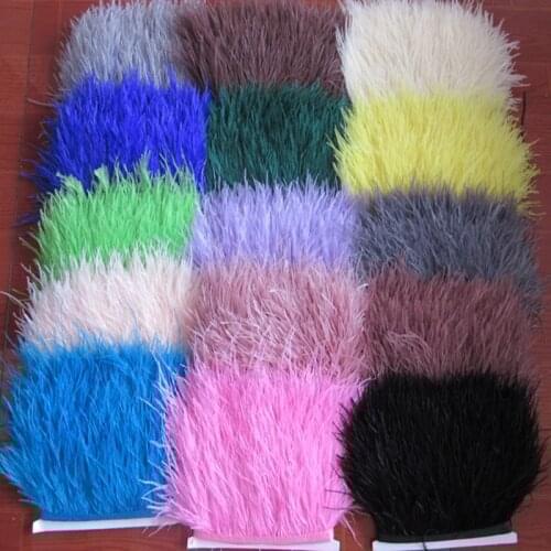 New! Wholesale high quality 10 meters ostrich feather ribbon, feather length 8-10cm / DIY clothing accessories