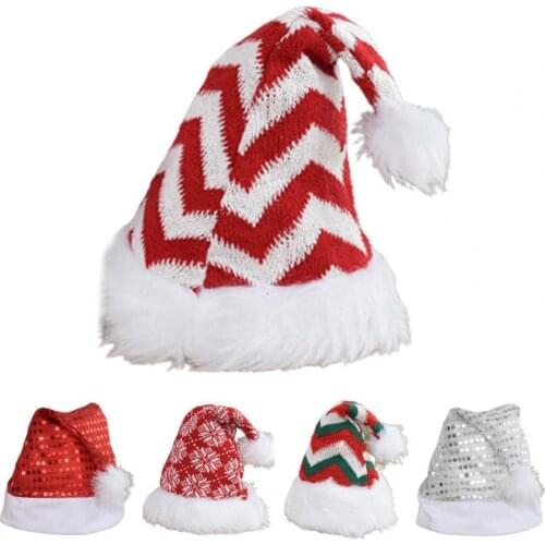 New Year Santa Claus Christmas Hat Eye-catching Wear Resistant Fabric Merry Christmas Plush Warm Hat for Home Festival Party