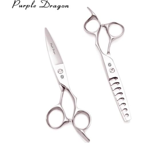 Purple Dragon 6" Cutting Scissors Stainless Steel Hairdressing Thinning Scissors Regular Flat Teeth Blades Fishbone Teeth 9022