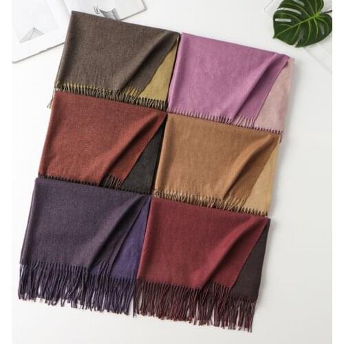 Pure Color Ladies Double-sided Cashmere Scarf Autumn And Winter Korean Version Versatile Tassel Shawl Thickened Warm Collar