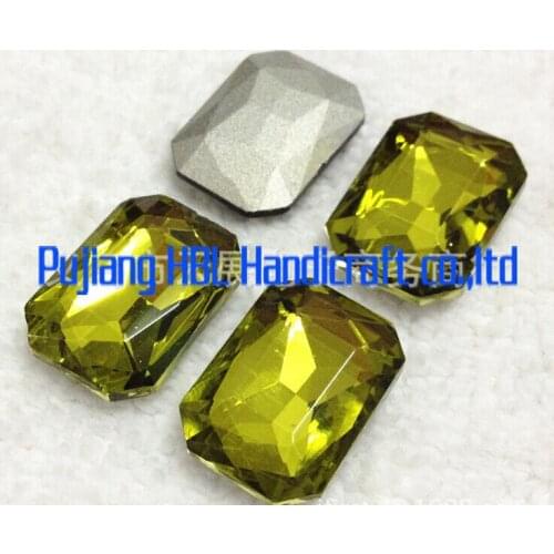 Olivine Colour Square Octagon Shape Crystal Fancy Stone Glass Crystal Square Stone For Jewelry Making