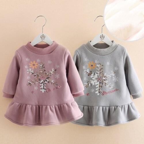 2020 Autumn Winter Thicken Children Clothes For Girls Sweet Princess Dress Kids Bowknot Cotton cloth Dress For Girls Outwear