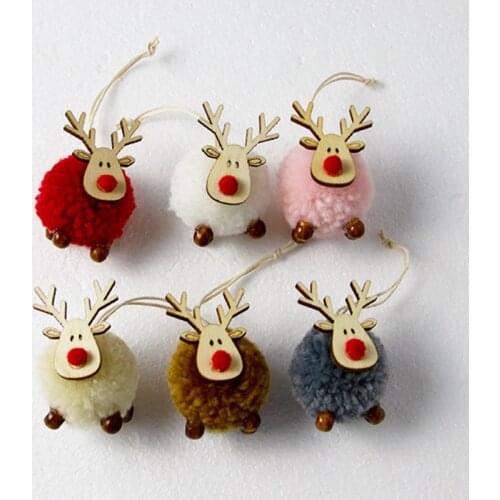 Cute Cloth Plush Deer Pendant Christmas Tree Decor Hanging Ornaments Christmas Decoration Xmas 2021 New Year Xmas Party Decor