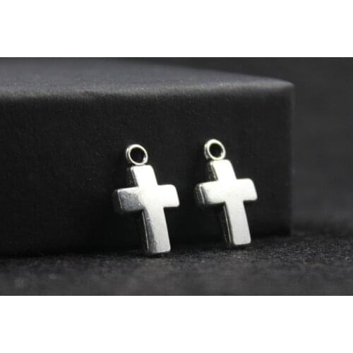 Antique Silver Color Plated cross Pendants for Jewelry Making DIY Handmade 15*11mm (50 pcs/lot) ZA1355