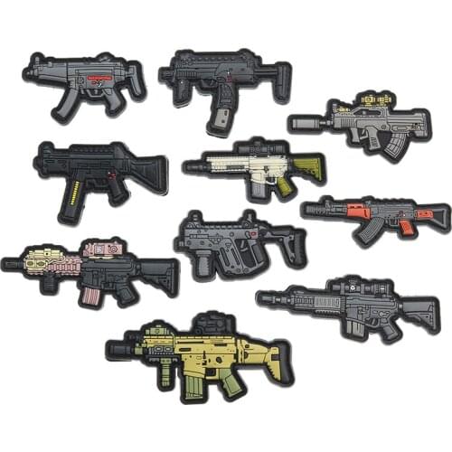 Pistol-Shaped PVC Rubber Stickers Striped Military Tactical Hand With Epoxy Shoulder Stickers Mark Suit Body Accessories
