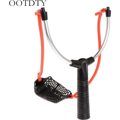 Fishing Bait Slingshot Thrower Aluminum Alloy Elastic Powerful Catapult Food Bag Fishing Gear Fishing Supplies