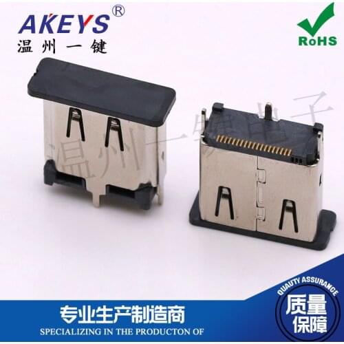 HDMI socket 19P female Vertical patch heightened 15H Three positioning feet HD transmission interface