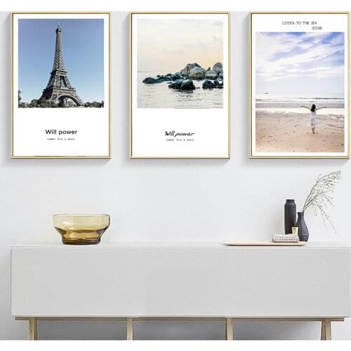 Nordic Pairs Tower Coast Rock Sea View Landscape Painting Canvas Posters and Prints Wall Picture for Living Room Home Decoration