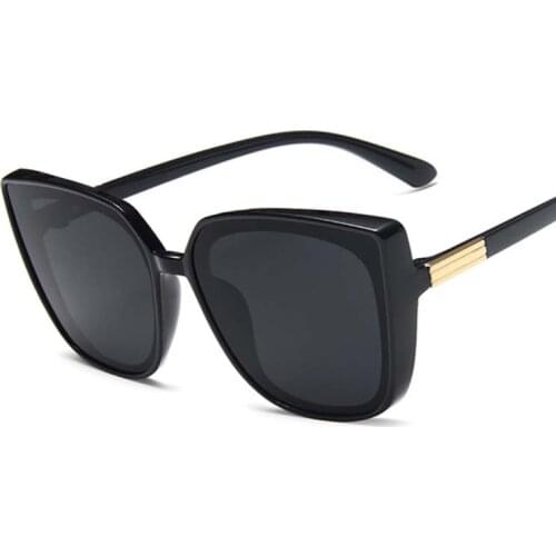 Classic Cat Eye Sunglasses Women Vintage Oversized Gradient Sun Glasses Shades Female Luxury Designer Black Mirror Oculos De Sol