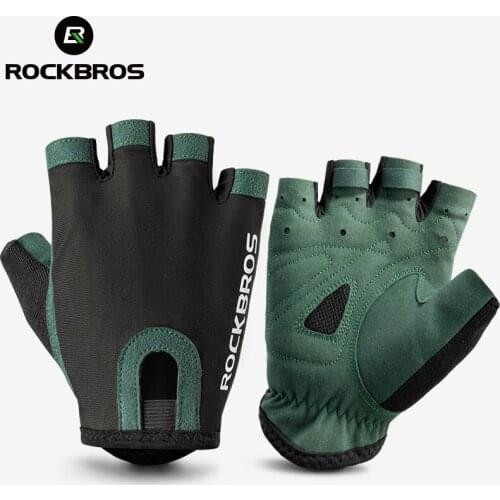 ROCKBROS Cycling Gloves Breathable Sweat-Wicking Net Bicycle Half Gloves Men Women High Stretch Fabric Sports Bike Gloves