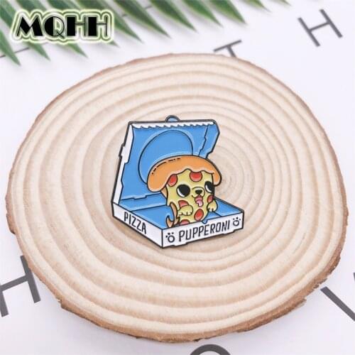 Fun Cartoon Food Pizza Emoticon Smiley Enamel Brooch Pin Custom Alloy Badge Denim Clothes Bags Accessories Sweet Jewelry Gifts