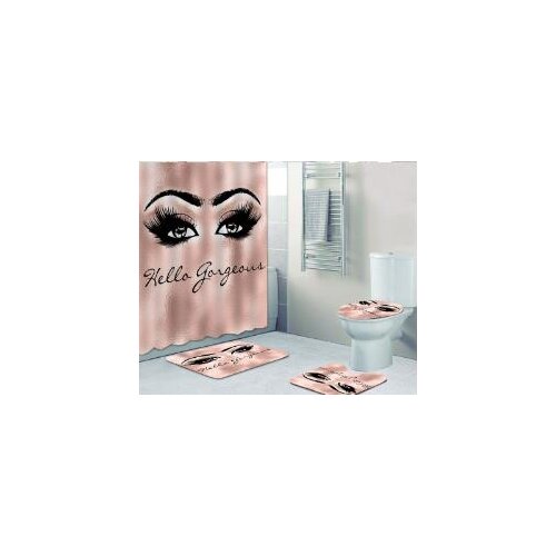 3d Girly Rose Gold Eyelash Makeup Shower Curtain Bath Curtain Set Spark Rose Drip Bathroom Curtain Eye Lash Beauty Salon Decor